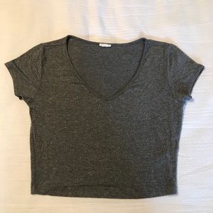 ✨3/10✨Garage Cropped V-Neck Gray Tee